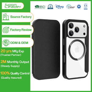 Funda con tapa de cuero PU magnética <span class=keywords><strong>Fola</strong></span> personalizada con venta directa de fábrica, funda protectora de teléfono con todo incluido para iPhone 17 Pro Max - Product Image 1