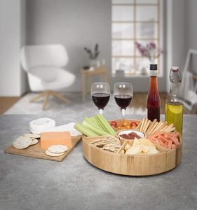 Lazy Susan tocadiscos bambú bandeja de fiesta giratoria de 360 grados - Product Image 1