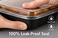 6828 Contenant alimentaire jetable américain à 2 compartiments en PP, compatible micro-ondes, anti-fuite, boîte à lunch à emporter avec couvercle transparent