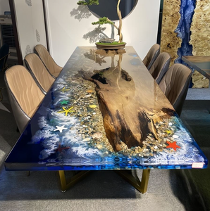 Elegante juego de mesa consola de madera maciza para comedor, restaurante, cocina, Bar, mesa consola de madera maciza con panel de madera de resina epoxi 1 - Product Image 5