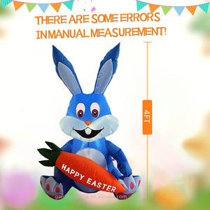 4FT Easter Inflatable Bunny Holds Carrot Happy Easter Blow up Outdoor Decoration with LED <b>Lights</b> for Home Yard Party - Product Image 2