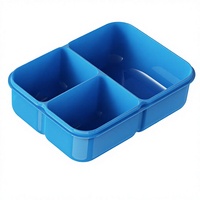 Boîte à bento rectangulaire de 1600 ml, 3 compartiments, construction en PP/silicone, étanche, micro-ondable, portable, sans BPA, passe au lave-vaisselle