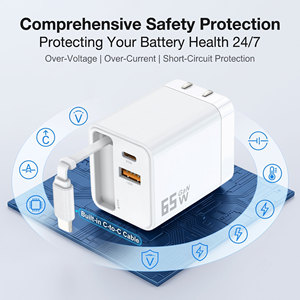 <span class=keywords><strong>Chargeur</strong></span> <span class=keywords><strong>USB</strong></span> multi-ports 3 en 1 65W, 2 ports Type <span class=keywords><strong>C</strong></span> PD, <span class=keywords><strong>chargeur</strong></span> mural rapide pour ordinateur portable et téléphone, prise US pliable, essentiels de voyage - Product Image 3