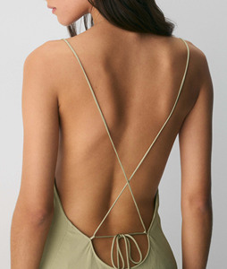 Robe midi décontractée vintage pour femme en mélange de lin brodé, dos nu, à nouer, bretelles spaghetti, fente latérale, été - Product Image 5