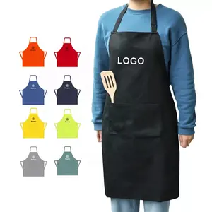 Grosir Logo Cetak Kustom Celemek Dapur Masak Cafe untuk Koki Sublimasi Celemek Katun Poliester Tahan Air