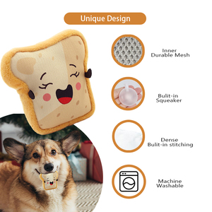 Yumuşak ve sevimli peluş çerez tost isssan gıda ekmek sevimli <span class=keywords><strong>Pet</strong></span> oyuncaklar toptan Squeakers ile tost köpek oyuncak - Product Image 3