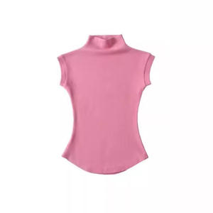 Camisetas sin mangas de cuello alto sexis de verano para mujer, camisetas sólidas ajustadas, camisetas informales, ropa de calle para mujer, Camisetas básicas - Product Image 4