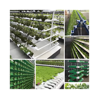 Système hydroponique avec kits de 72 trous Tuyau vertical en PVC pour légumes et plantes Pompe à eau 12V Ventilation du moteur