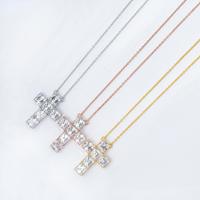 Collar con Colgante de Cruz en 5 Estilos, Plata de Ley 925, Chapado en Oro Rosa, con Moissanita VVS, Certificado, para Hombre y Mujer