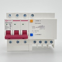 Disjoncteur différentiel RCBO DZ47LE-63 63A, capacité de coupure 10kA/6kA, 3P+N, courbe BCD C, protection contre les surcharges, en plastique