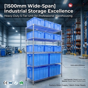 Kitchen Warehouse <b>Storage</b> Room Supermarket Adjustable <b>4</b> <b>Tier</b> Chrome Wire Shelving <b>Unit</b> Rack - Product Image 2