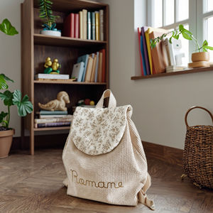 Sac à Dos Enfant Personnalisé Vanille Brodé en Coton Velours pour Maternelle ou Crèche - Product Image 1