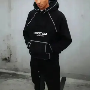 Wholesale High Quality Unisex Casual Hooded Contrast Color Stitching Tracksuit Heavyweight Oversized Sweatpants Hoodie Set