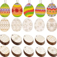 Ornements en bois d'œuf faits à la main, lot de 50, découpes en bois naturel non fini, peinture DIY, artisanat de Pâques pour enfants
