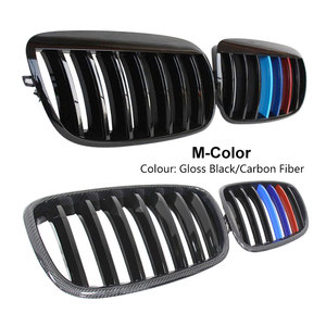 ตะแกรง E70 X5คาร์บอนไฟเบอร์กระจังหน้ารถยนต์ M Colour กระจังหน้าไตสำหรับ BMW X5 E70 E71 X6เส้นเดียวสีดำ - Product Image 5