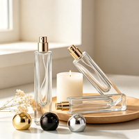 Flacon de parfum de luxe en verre de 30 ml, forme colonne longue, avec bouchon à bille, pompe pulvérisatrice, vide, 1 oz, 30 ml, pour vente en gros