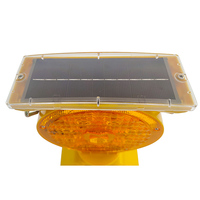 Lampe de signalisation routière à énergie solaire 16 LED Lampe d'alarme conique de signal de sécurité jaune pour la chaussée en aluminium plastique PC Material