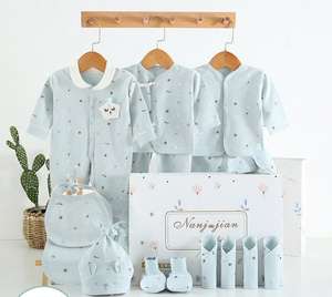 Vente en gros de lots de 18 pièces de vêtements pour bébés en coton 100%, boîte cadeau pour nouveau-nés filles et garçons - Product Image 6