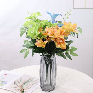 Bouquet de lys en soie Wen Hope, 12 pièces, fleurs artificielles, décoration de mariage et de la maison - Product Image 1