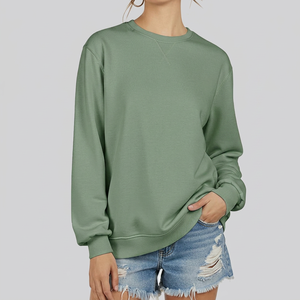 เสื้อสเวตเชิ้ตผ้าฝ้ายสำหรับผู้หญิง ปักลายตามสั่ง คอกลม สวมใส่สบาย ผู้ผลิต OEM - Product Image 1