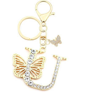 Llavero de Aleación de Zinc Chapado en Oro con Forma de Mariposa y Letra Inicial M, Impermeable, Ligero, para Mujeres y Niñas, con Cristales - Product Image 4