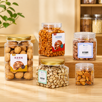 Bocaux alimentaires carrés transparents en plastique avec couvercles faciles à ouvrir pour l'emballage de noix de cajou, biscuits, bonbons et chocolats