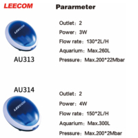 Pompe à oxygène silencieuse LEECOM pour aquarium, vente en gros d'usine, pompe à air pour petit aquarium à un ou deux trous