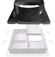Plafond HVAC, Plafond carré en plastique ABS, Diffuseur de ventilation à 4 canaux, Grilles de sortie multidirectionnelles