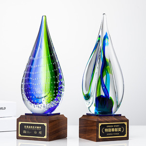 Crystal <b>Trophy</b> Laser <b>Engraved</b> Wooden Base Custom Award For Business Gifts Conference Supplies - Product Image 4