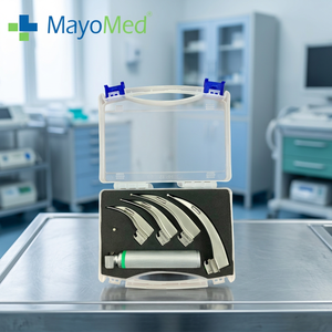 MayoMed Manual Fiber <b>Optic</b> Macintosh Laryngoscope Reusable 4 Blades Intubation Surgical <b>Instrument</b> Diagnostic CE Certified Class - Product Image 3
