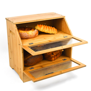 Boîte à <span class=keywords><strong>pain</strong></span> <span class=keywords><strong>de</strong></span> cuisine LG Factory supply multi-usages grande capacité snac naturel double couche boîte à <span class=keywords><strong>pain</strong></span> en bambou frais - Product Image 4