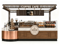 Kiosque à café en bois moderne et personnalisé, stand de café pour centre commercial, kiosque de vente de boissons et de nourriture en intérieur