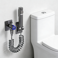 Ensemble de bidet mural moderne en acier inoxydable au design carré, avec pistolet de pulvérisation vertical, robinet et vannes écologiques, garantie 5 ans