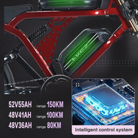 Vélo électrique tout-terrain AKEZ 52V 1500W avec moteur arrière sans balais, batterie longue portée 55Ah, haute vitesse tout-terrain