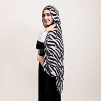2025 zèbre imprimé modal rayonne écharpe Hijab doux respirant mince à larges bords Turban Long châle pour les femmes musulmanes