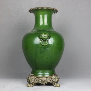 Vasi e ornamenti in ceramica rivestiti di rame di fascia alta all'asta vasi decorativi in porcellana antica verde palazzo - Product Image 2