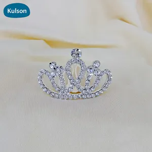 tiara ulang tahun gadis Suppliers-Mahkota Kecil Sisir Ulang Tahun, Tiara Mini Perak Putri Pernikahan dengan Berlian Imitasi Mawar Kristal Aloi Seng