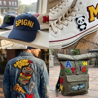 Patchs en chenille personnalisés avec logo, broderie, lettres, thermocollants, à presser à chaud, pour serviettes, vente en gros, conception gratuite