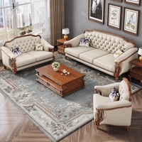 Ensemble de canapés en cuir européen pour appartement, hôtel, villa, petit espace de vie, 1+2+3 places, complet, en bois massif, luxe, minimaliste, sectionnel
