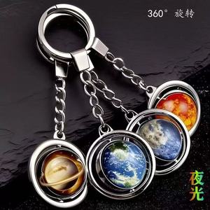 Porte-clés univers lumineux en gros, planète, système solaire, pendentif en métal, galaxie, nébuleuse, Terre, boule de verre double face - Product Image 3