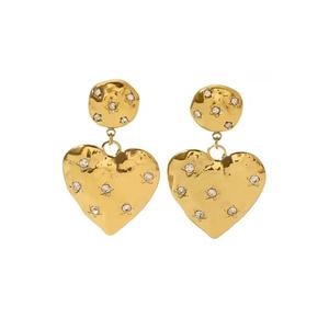 Nouveauté, mode américaine et européenne, bijoux en acier inoxydable 18K, zircon, pendentif en forme de cœur, boucles d'oreilles pour femmes - Product Image 3