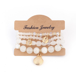 <span class=keywords><strong>4</strong></span> ensembles de bracelets bohèmes créatifs pour femmes, bijoux en coquillages, cristaux, multi-couches, perles, bijoux tendance - Product Image 5