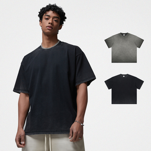 เสื้อยืดผ้าฝ้ายวินเทจสำหรับผู้ชาย, เสื้อยืดซักกรดไซส์ใหญ่พิเศษทำจากผ้าฝ้าย275กรัม - Product Image 1