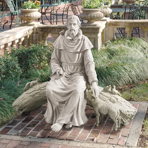 Mármol blanco Tamaño real religioso San Francisco alimentador de animales Estatua Jardín Decoración San Francisco de Asís Escultura para la venta - Product Image 6