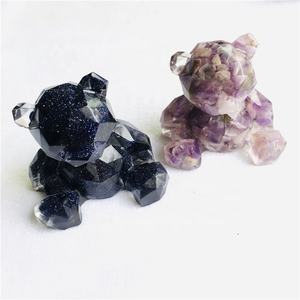 Pierres de guérison naturelles, sculptées en cristal, pierres de gravier en époxy, ours du macam et époxy pour la décoration, vente en gros, pièces - Product Image 5