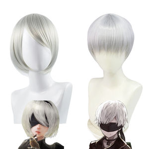 Nier Automata2Bcos Peluca <span class=keywords><strong>gris</strong></span> plateado 9S Nier Automata Mechanical Age <span class=keywords><strong>Cabello</strong></span> <span class=keywords><strong>corto</strong></span> blanco plateado - Product Image 1