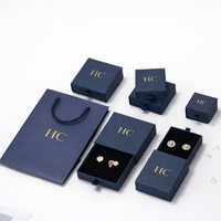 Boîte à bijoux haut de gamme avec tiroir rigide, insert en velours, estampage à chaud, logo personnalisé OEM pour l'emballage de bijoux de marque