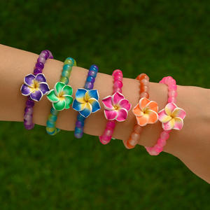 Set <span class=keywords><strong>de</strong></span> 6 Pulseras Elásticas <span class=keywords><strong>de</strong></span> Cuentas con Flores <span class=keywords><strong>de</strong></span> <span class=keywords><strong>Plumeria</strong></span> Tropical, Color Degradado Esmerilado, para Mujer, Verano, Playa - Product Image 6