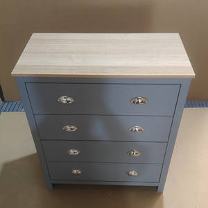 خزانة تخزين جانبية مع 4 أدراج، طاولة جانبية مميزة مع مقابض على شكل صدف - رمادي - Product Image 1