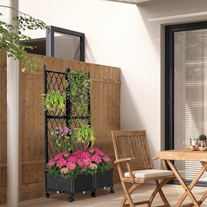 <b>Flower</b> <b>Box</b> Trellis Set Rattan Outdoor Garden Plant Support With Wheels For Balcony Patio Yard - Product Image 2